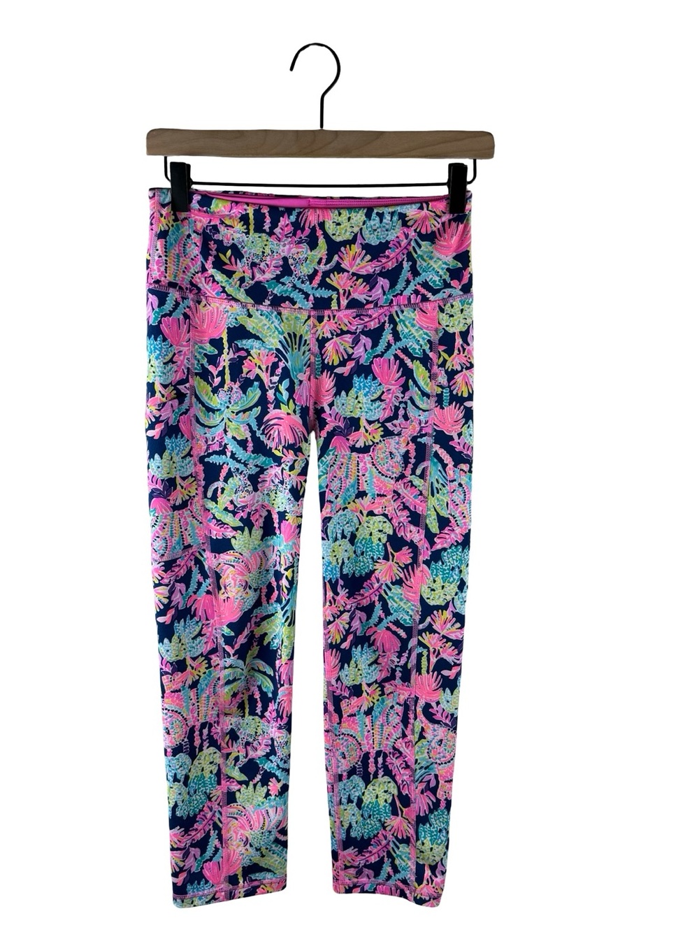 Lilly Pulitzer Luxletic Weekender Crop Pull-On Leggings Oyster Bay Navy Small
